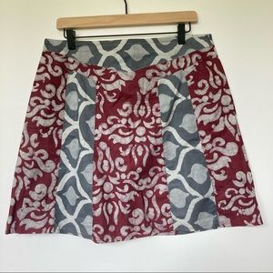 Global Mamas Handmade Grey Maroon Pattern Skirt